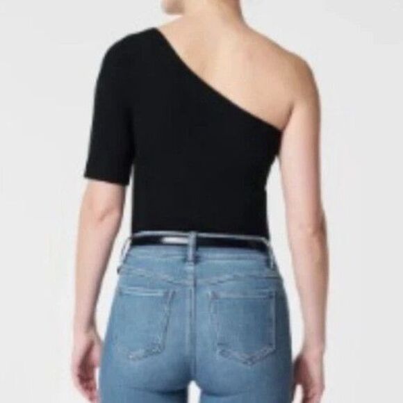 Spanx 21007R Women's Sz Small Classic Black Ribbed One Shoulder Top - Picture 9 of 9